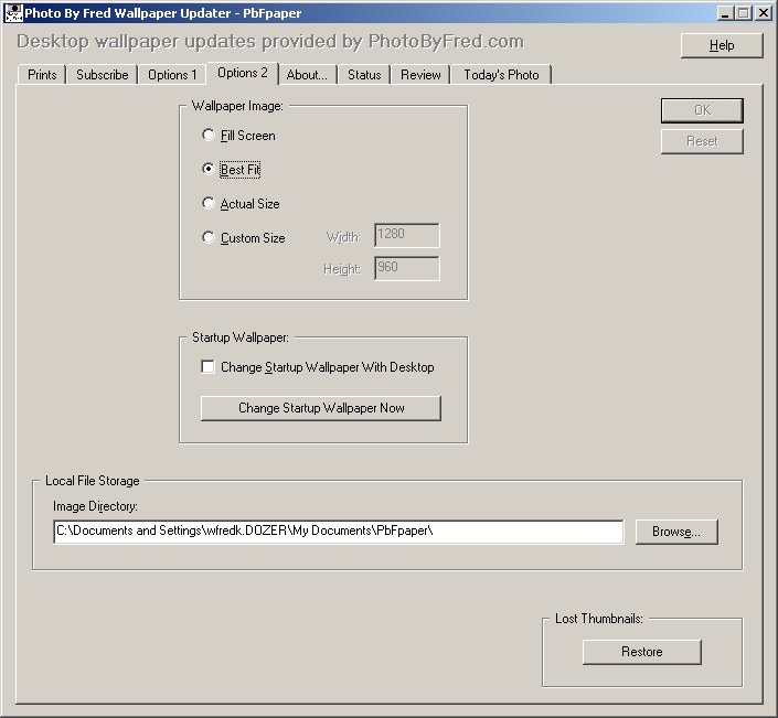 illustration of the PbFpaper Options 2 (Photo Options) page